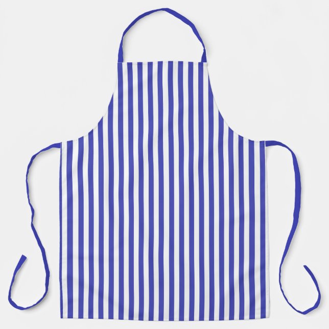 Blue And White Stripe Pattern Apron Schürze (Vorderseite)