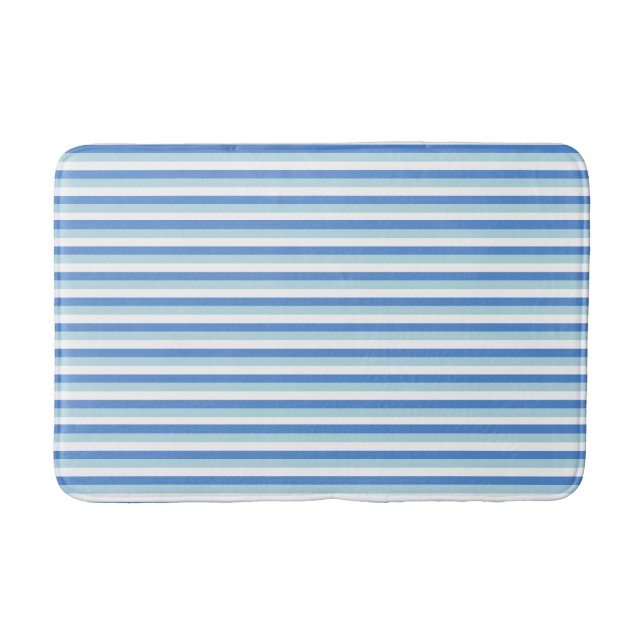 Blue and White Striped Badematte (Vorderseite)