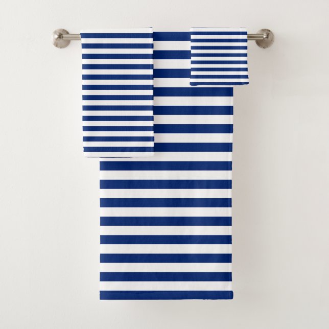 Blue and White Stripes Badhandtuch Set (Insitu)