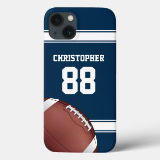 Blue and White Stripes Jersey Football iPhone 13 Hülle