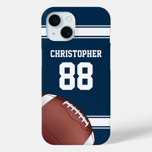 Blue and White Stripes Jersey Fußball Case-Mate iPhone Hülle (Rückseite)
