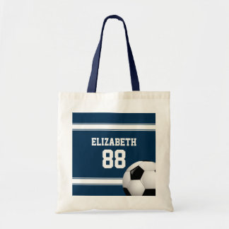 Blue and White Stripes Jersey Soccer Ball Tragetasche