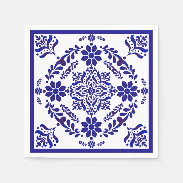 Blue and White Talavera Three Serviette (Vorderseite)