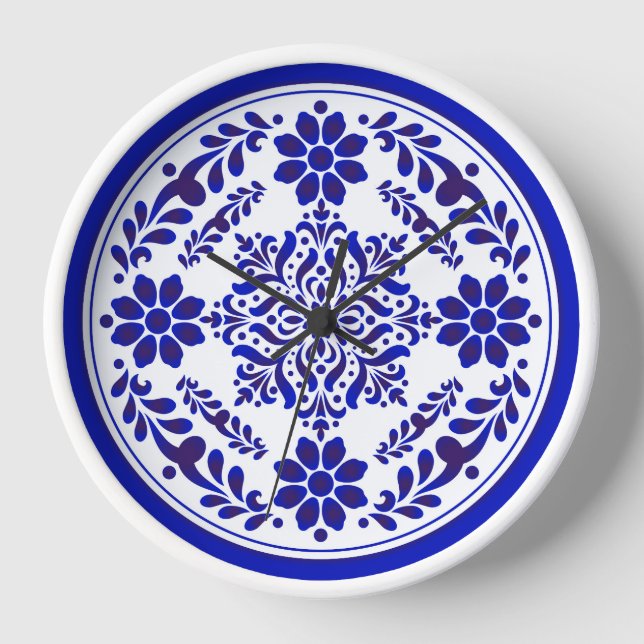 Blue and White Talavera Three Uhr (Vorderseite)