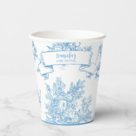 Blue and White Toile de Jouy Baby Dusche Pappbecher