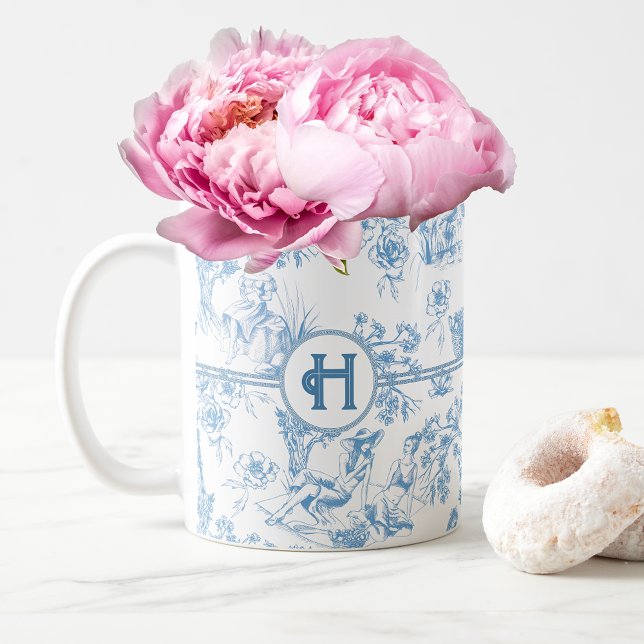 Blue and White Toile de Jouy Brautparty Kaffee Kaffeetasse (Von Creator hochgeladen)