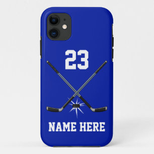 Blue and White Tough Ice Hockey Player Telefonfäl Case-Mate iPhone Hülle