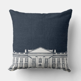 Blue and White Washington DC The Whitehouse Kissen