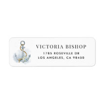Blue and White Watercolor Floral Anchor Nautical