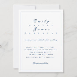 Blue and White Wedding Invitation Einladung