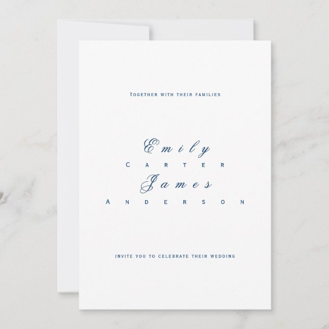 Blue and White Wedding Invitation Einladung (Vorderseite)