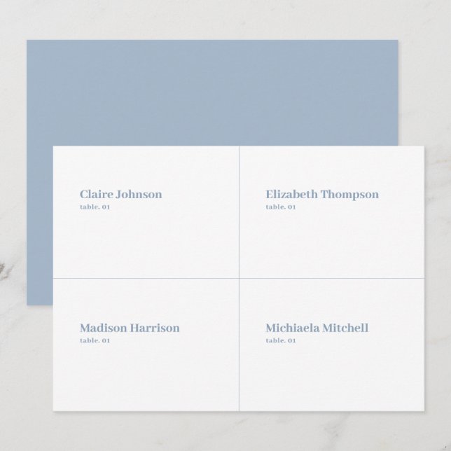 Blue and White Wedding Platzkarte DIY (Vorne/Hinten)