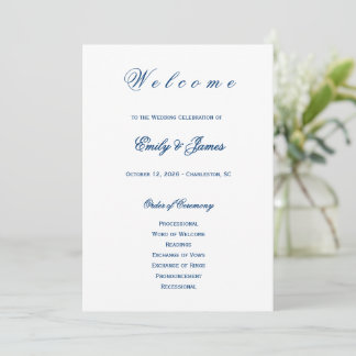 Blue and White Wedding Programm