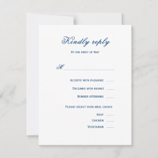 Blue and White Wedding RSVP Karte