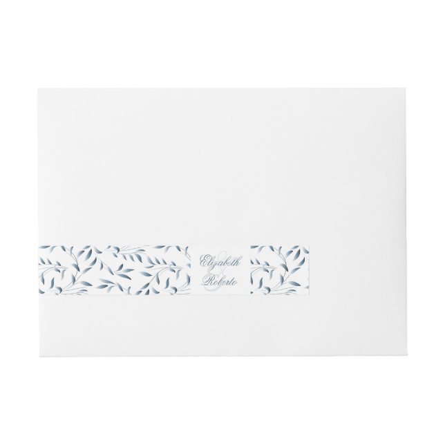 Blue and White Willow Garden Elegante Wedding Rundum-Adressaufkleber (Vorderseite)