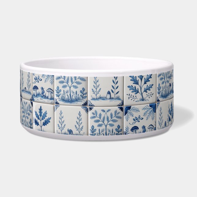 Blue and white woodland tile cat or dog bowl napf (Vorderseite)