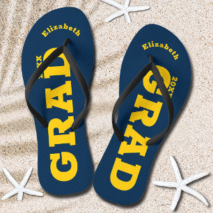 Blue and Yellow Abschluss Senior Class Flip Flops