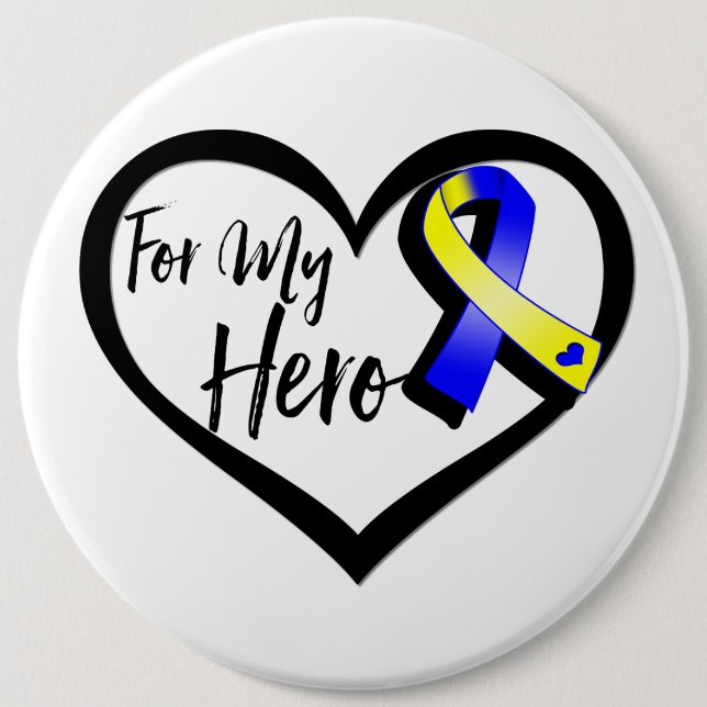 Blue and Yellow Awareness Ribbon for My Held Button (Vorderseite)