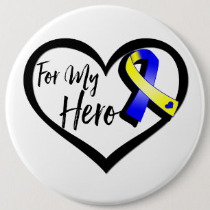Blue and Yellow Awareness Ribbon for My Held Button