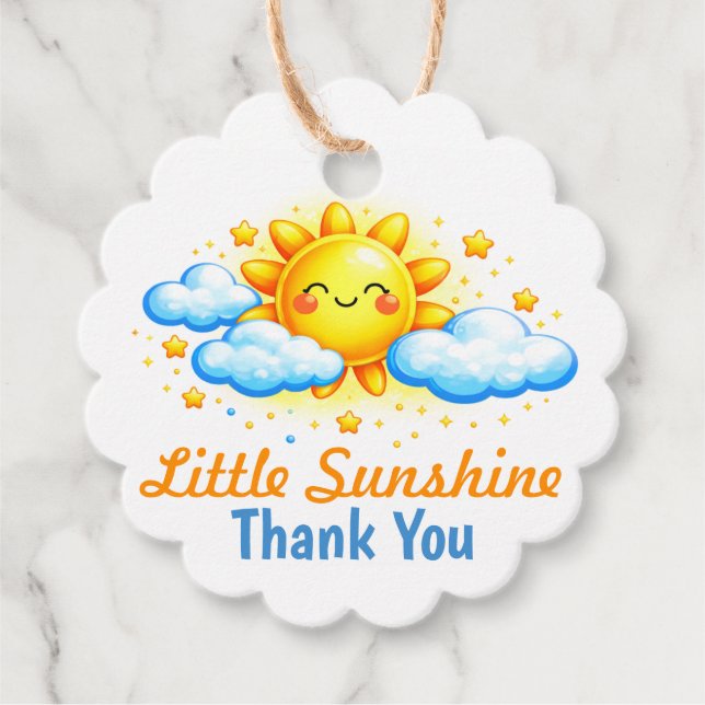 blue and yellow baby shower thank you geschenkanhänger (Vorderseite)