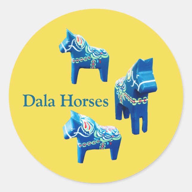 Blue and Yellow Dala Horse Sticker (Vorderseite)