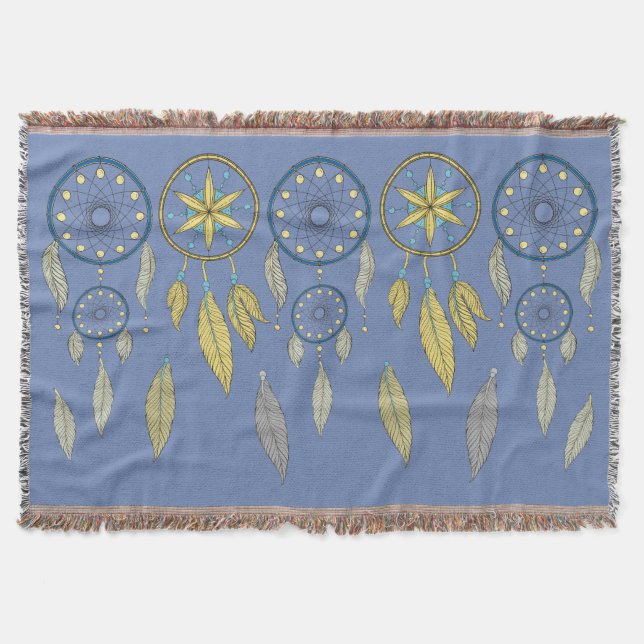 Blue and Yellow Dream Catchers Decke (Vorderseite)