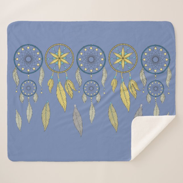 Blue and Yellow Dream Catchers Sherpadecke (Vorderseite (Horizontal))