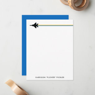 Blue and Yellow F-15 Personal Stationery Mitteilungskarte