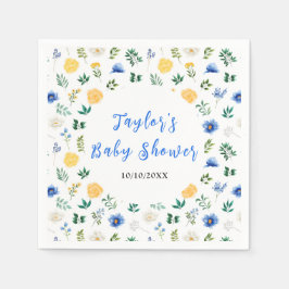 Blue and Yellow Floral Baby Shower Serviette