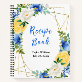 Blue and Yellow Floral Recipe Book Notizbuch
