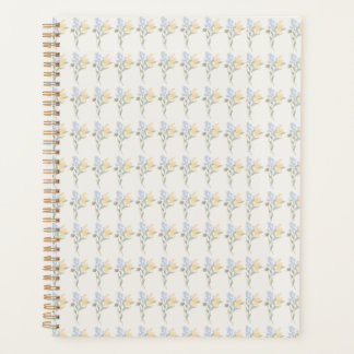 Blue and Yellow Floral Spiral Notebook Planer