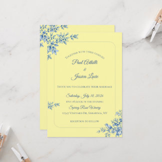 Blue and Yellow Floral Wedding Invitation Einladung