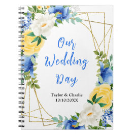 Blue and Yellow Floral Wedding Planner Notizblock