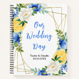 Blue and Yellow Floral Wedding Planner Notizbuch