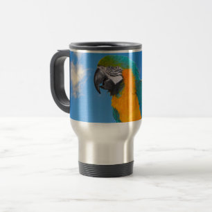 Blue and yellow macaw reisebecher