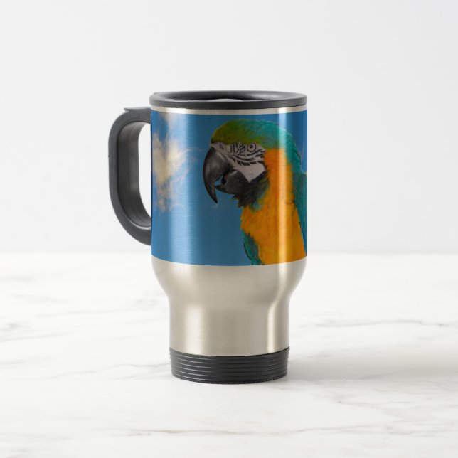 Blue and yellow macaw reisebecher (Vorderseite Links)