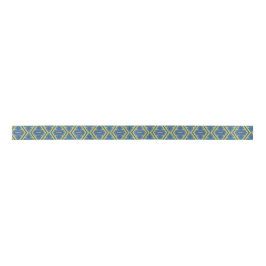 Blue and Yellow Pattern Satin Ribbon Satinband