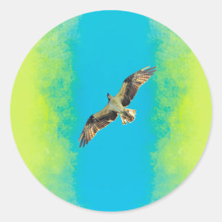 Blue and yellow runder aufkleber