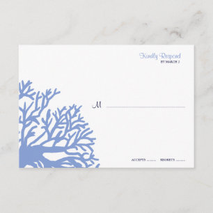 Blue and Yellow Tropical Coral Wedding rsvp Karte