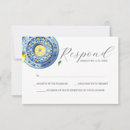 Blue and Yellow Wedding RSVP Card Karte