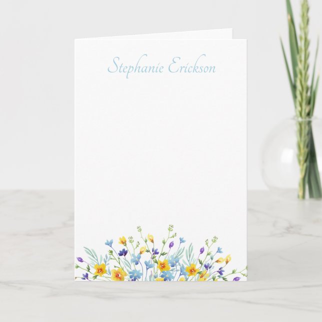 Blue and Yellow Wildflower Personalized Stationery (Vorderseite)
