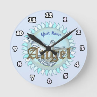 Blue Angel Dove Runde Wanduhr