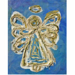 Blue Angel Ornament<br><div class="desc">Anstrich eines weißen und goldenen Engels auf einem weichen blauen Hintergrund.</div>