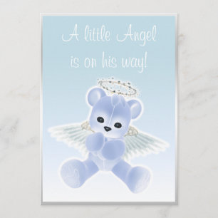 Blue Angel Teddy Bear Baby Dusche Einladung