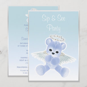 Blue Angel Teddy Bear Sip & See Einladung