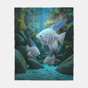 Blue Angelfish Underwater Aquarium Fisch Tank Love Fleecedecke