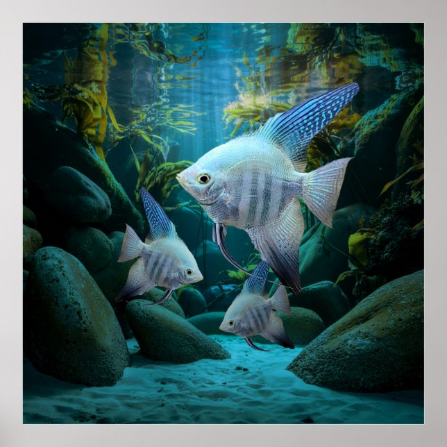 Blue Angelfish Underwater Aquarium Fisch Tank Love Poster (Vorne)