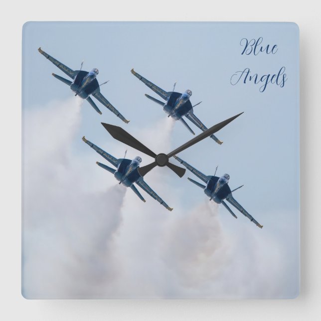 Blue Angels Clock Quadratische Wanduhr (Vorderseite)