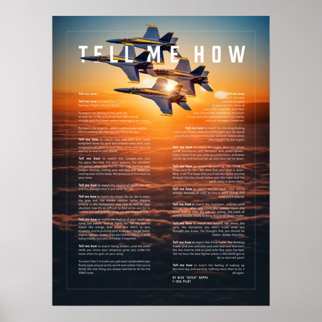 Blue Angels mit Tell Me Wie ode zu fliegen Poster (Vorne)