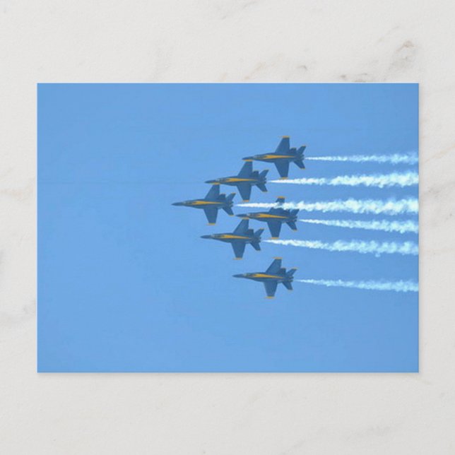 Blue Angels Six-Jet-Diagonalformation mit Rauch  Postkarte (Vorderseite)